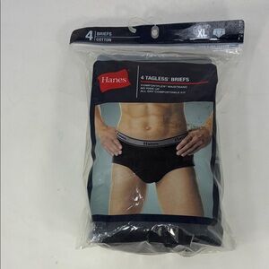 Hanes Men's Tagless Black / Grey Briefs - 4 Pack